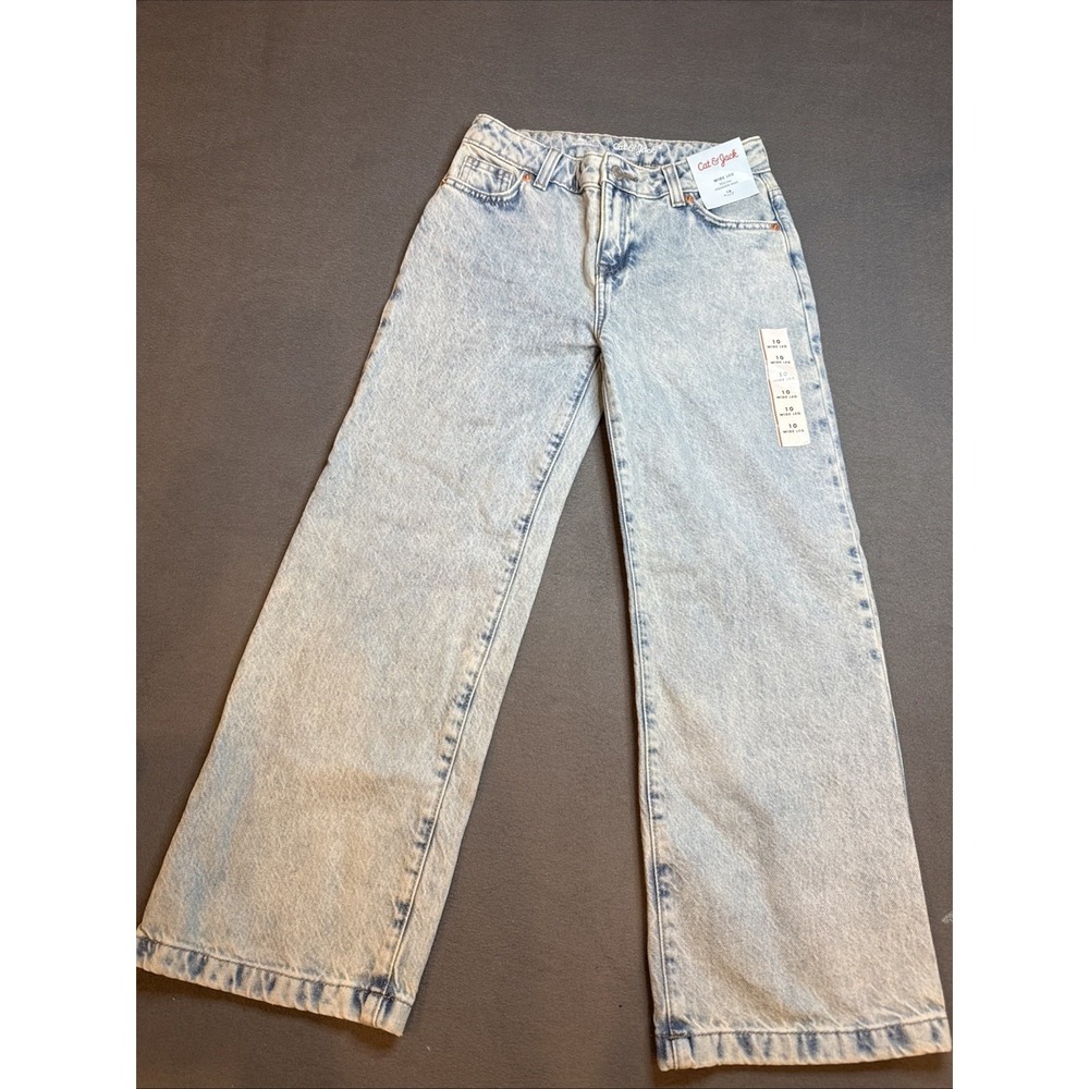 Cat And Jack girls wide leg Adjuster Waist jeans size 10